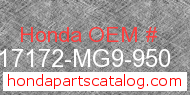 Honda 17172-MG9-950 genuine part number image