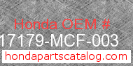 Honda 17179-MCF-003 genuine part number image
