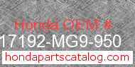 Honda 17192-MG9-950 genuine part number image