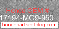 Honda 17194-MG9-950 genuine part number image