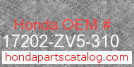 Honda 17202-ZV5-310 genuine part number image