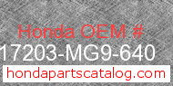 Honda 17203-MG9-640 genuine part number image