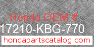 Honda 17210-KBG-770 genuine part number image