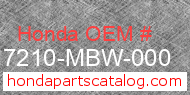 Honda 17210-MBW-000 genuine part number image