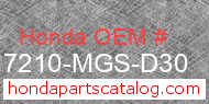 Honda 17210-MGS-D30 genuine part number image