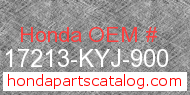 Honda 17213-KYJ-900 genuine part number image