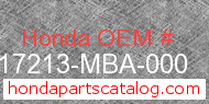 Honda 17213-MBA-000 genuine part number image