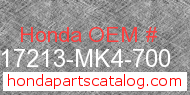 Honda 17213-MK4-700 genuine part number image