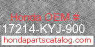Honda 17214-KYJ-900 genuine part number image