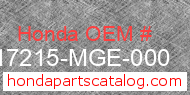 Honda 17215-MGE-000 genuine part number image