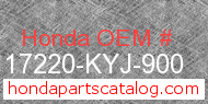 Honda 17220-KYJ-900 genuine part number image