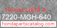 Honda 17220-MGH-640 genuine part number image
