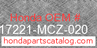 Honda 17221-MCZ-020 genuine part number image