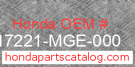 Honda 17221-MGE-000 genuine part number image