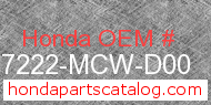Honda 17222-MCW-D00 genuine part number image