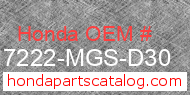 Honda 17222-MGS-D30 genuine part number image