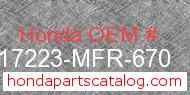 Honda 17223-MFR-670 genuine part number image