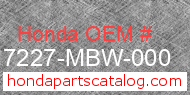 Honda 17227-MBW-000 genuine part number image