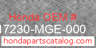 Honda 17230-MGE-000 genuine part number image