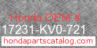 Honda 17231-KV0-721 genuine part number image