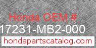 Honda 17231-MB2-000 genuine part number image