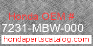 Honda 17231-MBW-000 genuine part number image