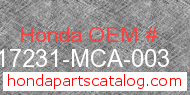 Honda 17231-MCA-003 genuine part number image