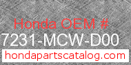 Honda 17231-MCW-D00 genuine part number image