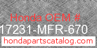 Honda 17231-MFR-670 genuine part number image