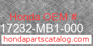 Honda 17232-MB1-000 genuine part number image