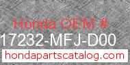 Honda 17232-MFJ-D00 genuine part number image