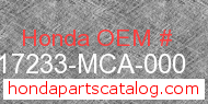 Honda 17233-MCA-000 genuine part number image