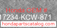 Honda 17234-KCW-871 genuine part number image