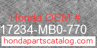Honda 17234-MB0-770 genuine part number image