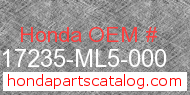 Honda 17235-ML5-000 genuine part number image