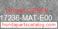Honda 17236-MAT-E00 genuine part number image