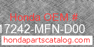 Honda 17242-MFN-D00 genuine part number image