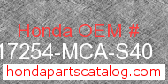 Honda 17254-MCA-S40 genuine part number image