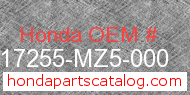 Honda 17255-MZ5-000 genuine part number image