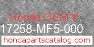 Honda 17258-MF5-000 genuine part number image