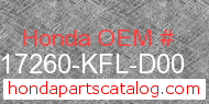 Honda 17260-KFL-D00 genuine part number image