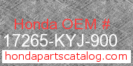 Honda 17265-KYJ-900 genuine part number image