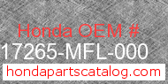 Honda 17265-MFL-000 genuine part number image