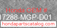 Honda 17288-MGP-D01 genuine part number image
