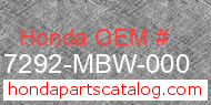 Honda 17292-MBW-000 genuine part number image