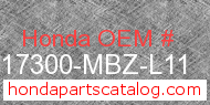 Honda 17300-MBZ-L11 genuine part number image