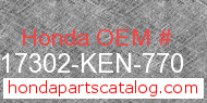 Honda 17302-KEN-770 genuine part number image