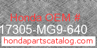 Honda 17305-MG9-640 genuine part number image