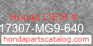 Honda 17307-MG9-640 genuine part number image