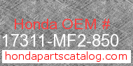 Honda 17311-MF2-850 genuine part number image